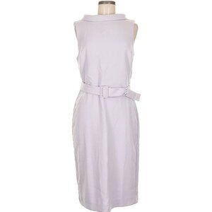 Ann Taylor Belted Boat Neck Sleeveless Dress in Lavender